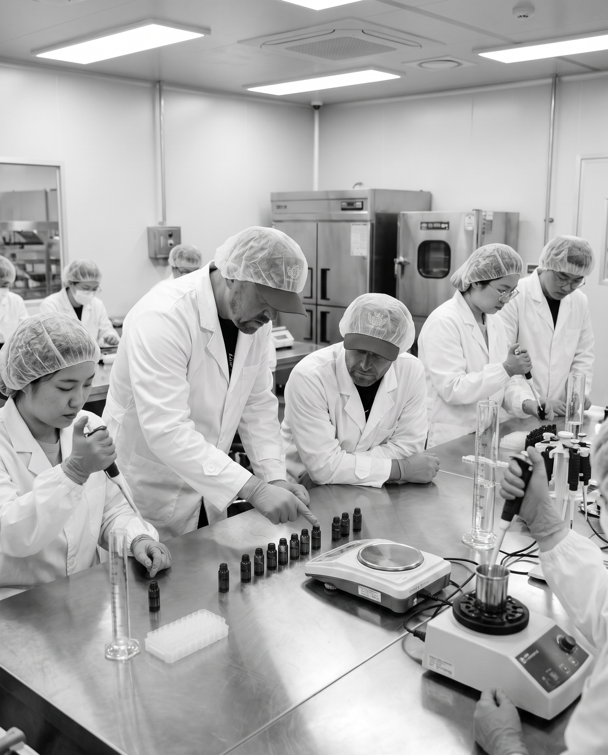 Dirty Saint co-founder in the formulation lab in Korea
